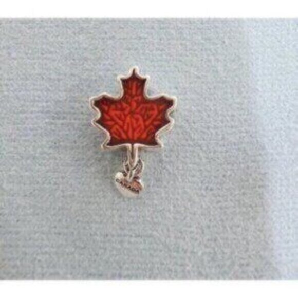 Love Canada Maple Leaf Charm in Sterling Silver, Red Enamel Pandora Compatible - Picture 4 of 5